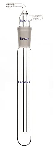 Labasics Piège à Vide en Verre avec Tuyau Dentelé de 10 mm, Longueur 200 mm sous le Joint 24/40, Glass Vacuum Cold Trap pour Appareil de Laboratoire