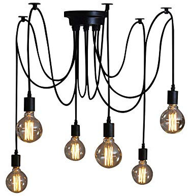 kangten Kronleuchter 12-Köpfe Pendelleuchten Spinne Lampe Vintage Leuchte Deckenlampe E27 Industrial Pendelleuchte Deckenbeleuchtung für Speisesaal Schlafzimmer Hotel Dekoration (Ohne Glühbirne)