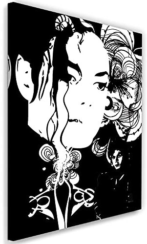 Feeby Vlies Leinwandbild Michael Jackson Sänger Pop König 60x90 cm Druckbild Wandbild Wanddekoration Deko Wand Aesthetic 80s 90s Dangerous History Thriller Bad schwarz-weiß