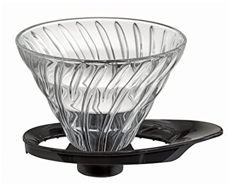 HARIO VDGR-02-B V60 - Gotero de transmisión de vidrio resistente al calor 02, para 1-4 tazas, negro, fabricado en Japón