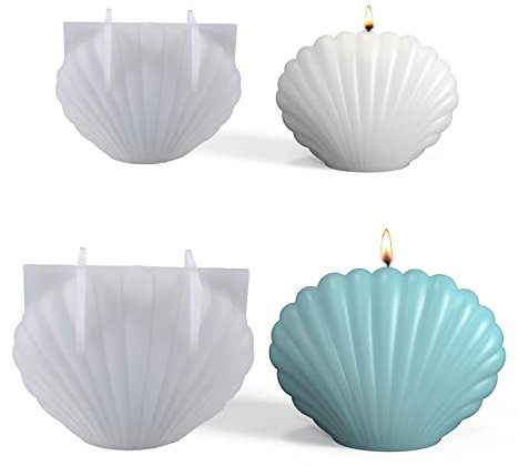 Stampi 3D a forma di conchiglia in silicone per resina epossidica, di 2 misure, per realizzare saponette, decorazioni per la casa, oggetti artigianali fai da te in resina.