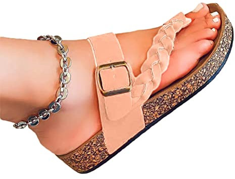 Osheoiso Ciabatte Donna Estivi Comodi Casa Sandali Moda Antiscivolo Open Toe Spiaggia Piscina Appartamenti Scarpe Flip Flop Boemia Roma Sandali C Rosa 37 EU