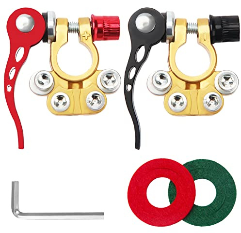 2 Pezzi Connettori Terminali Batteria a 4 Vie, VooGenzek Morsetti Terminali Per Batteria A Sgancio Rapido, Morsetti Terminali Batteria Positivi Negativi, per Auto, Moto, Furgoni, Roulotte