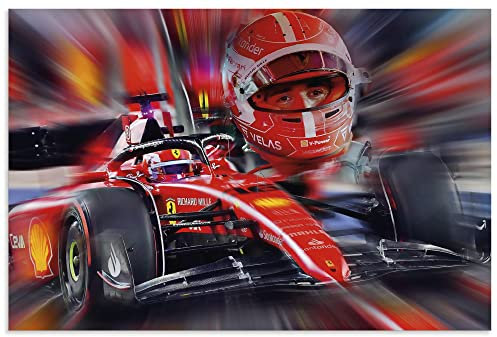 ARTland Wandbild Alu Verbundplatte für Innen & Outdoor Bild 30x20 cm Formel 1 Ferrari Charles Leclerc Monaco Rennwagen Motorsport U4KZ