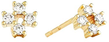 Ohrstecker Silber 925 Damen, Ohrstecker Damen Kreuz Zirkonia Gold