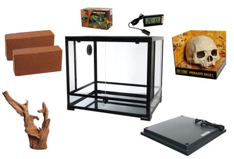 Komplettset: Für Vogelspinnen und Skorpione (60x45x45cm) Terrarium mit ReptiZoo Glasterrarium 60x45x45cm (RK0107)