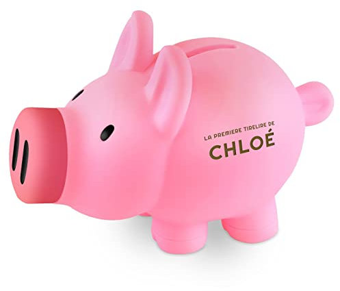 Maverton Tirelire Cochon Originale avec Gravure pour Fille - Tirelire Rose personnalisée - en Forme de Cochon - pour Anniversaire - pour Elle - Souvenir pour Enfant - déco - Premiere Tirelire