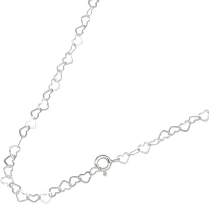 Kualitas Genuine 925 Sterling Silver 3mm Heart Link Chain Necklace 16''