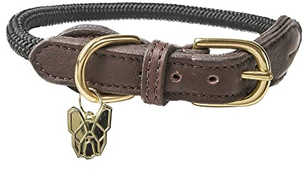 Shires Digby & Fox Fine Rope Dog Collar – Soft 10mm Rope, Leather Trim, Strong Flexible Design, Comfortable Everyday Walking Collar, Multiple Colours & Sizes (Black, Small)