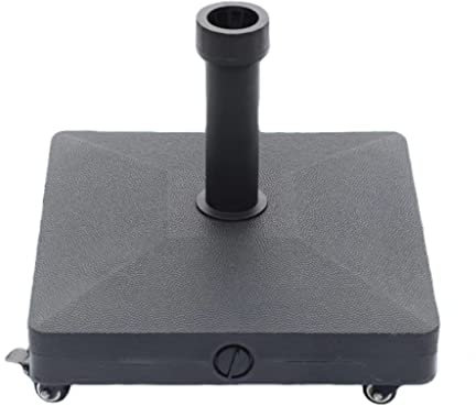 LIJX Base de sombrilla con ruedas, sombrilla de patio al aire libre, soporte de base de sombrilla de mercado al aire libre, 35 libras de agua o 44 libras de arena, cuadrado resistente con 4 ruedas
