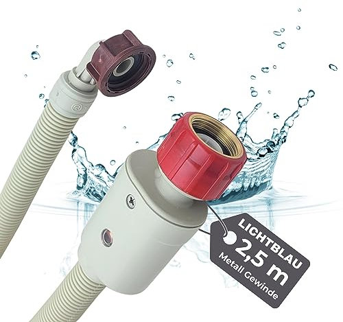 LICHTBLAU Aquastop Schlauch I 2,5m I Waschmaschine Sicherheitszulaufschlauch 2995 I MIT METALLGEWINDE I 3/4 Zoll für Geschirrspüler Aquastop-Sicherheitsventil VDE-Zertifizierung