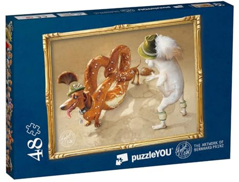 puzzleYOU: Puzzle 48 Teile „Hundlmeier – Brezndackel“ – aus der Puzzle-Kollektion Gemälde, Fantasy, Künstler, Fotokunst, Kunstwerke, Illustrationen