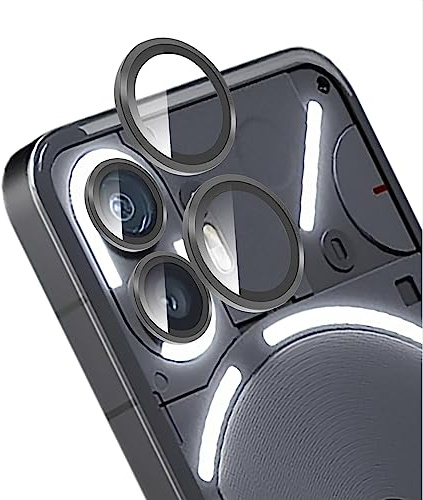 GIOPUEY [Full Protection Camera Lens Protector Compatible with Nothing Phone 2,[Double protection] Metal + Tempered Glass, Camera Protector - black
