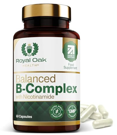 Royal Oak Health Methylated Vitamin B Complex with Nicotinamide - High Strength Sustained Release Complete Spectrum B Vitamins for Men & Women, B1, B2, B3, B5, B6, B7, B12, Inositol & Folic Acid