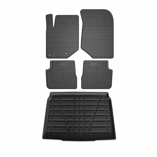 OMAC Fußmatten & Kofferraumwanne Set kompatibel mit Opel Corsa F 2019-2024 Gummi TPE Schwarz 5X