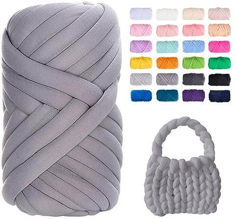 Uiopa Bulky Armstricken Wolle, 500g Dicke Wolle Sperrige Handstrickgarn, Grob Gestrickte Schlauchgarn Häkelwolle Chunky Yarn für Taschen, Decken, Körbe, Haustiernester, DIY-Kunsthandwerk
