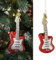 Christbaumschmuck Gitarre| handbemalt 5,5x15x2,5cm Glas bunt Glitzer | Weihnachtsaufhänger für Tannenbaum (1 x Christbaumschmuck Gitarre)