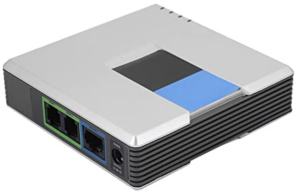LEEZAD Passerelle Voip, Adaptateur de Téléphone Internet Portable avec 2 Ports pour Voix sur IP, Prise en Charge du Fax et de la Compression Multi Voix G.711, G.726 Protocole SIP V2(UE)