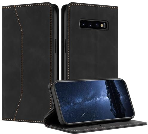 Mo-Beauty Hülle Kompatibel mit Samsung Galaxy S10 5G, Handyhülle Samsung S10 5G, Galaxy S10 5G Hülle, PU Leder Flip Klappbare Schutzhülle Magnet Ledertasche Klapphülle für Samsung S10 5G(Schwarz