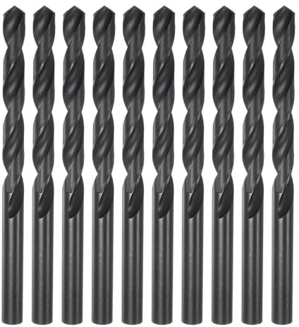 sourcing map 10pcs Jobber Drill Bits 8mm (5/16) Nitride Coated High Speed Steel (HSS) 4241 Twist Drill Bits for Stainless Steel Copper Aluminum Alloy Metal Wood Plastic, Black