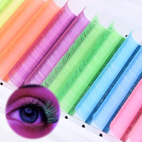 6 Farben Falsche Wimpern 13mm Bunt - Wimpern Extensions Lashes Leuchten Unter UV Licht Schwarzlicht für Festivals, Events, Partys und DIY-Make-up