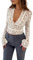 Yoisdtxc Y2k Women Floral Lace T Shirt Deep V Neck Sexy Crop Tops Long Flared Sleeve Sheer Lace Floral Slim T-Shirt(A-White,Small)