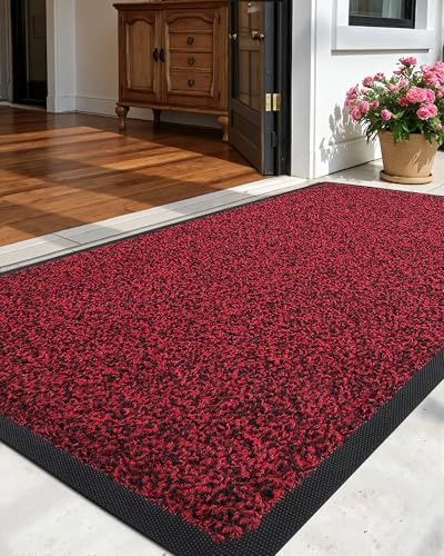 COLOR&GEOMETRY fußmatte Outdoor außen wetterfest - Rot 90x150cm - fussmatte aussen aussenbereich schmutzfangmatte willkommen haustür außenbereich