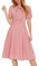 Wedtrend Robe de cocktail pour femme - Longueur midi - Élégante - Avec poches et encolure - Robe cravate, rose poudré, S