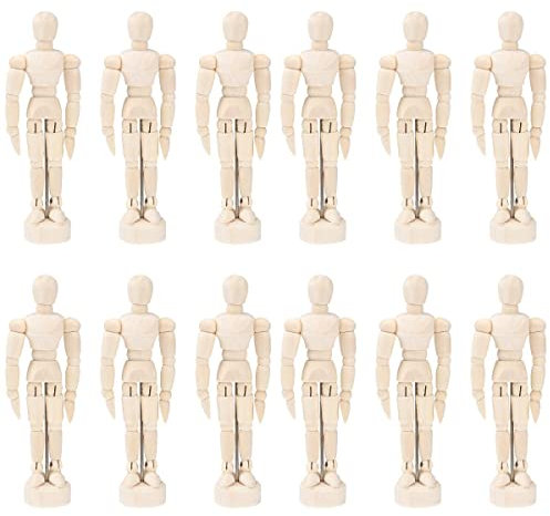 Operitacx 12 Stück 4 5 Zoll Große Holzpuppe Bewegliches Schaufensterpuppenmodell Zeichenpuppe Mit Ständer Holzpuppe Zum Zeichnen Und Malen