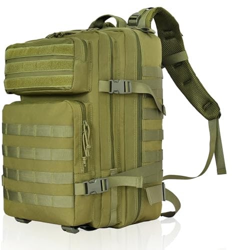 OUUTMEE Militärischer taktischer Rucksack, große Kapazität, Army Assault Militär Rucksack, Tagesrucksack, 35L,Verde