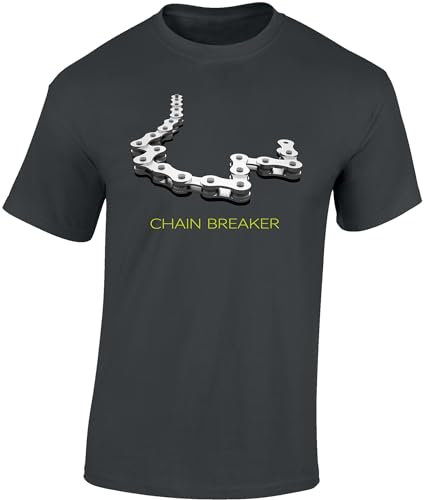 Baddery Fahrrad T-Shirt Herren : Chain Breaker - MTB Mountainbike Shirt (Dark Grey XXL)