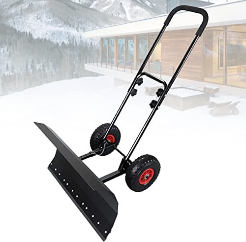 POCDOKYZ Pala Quitanieve Manual con Ruedas de Alta Eficiencia, Pala Quitanieve de Barra Paralela en Forma de U, Mango Ajustable, Plegable para Un Fácil Almacenamiento, Adecuada para Patios Delanteros
