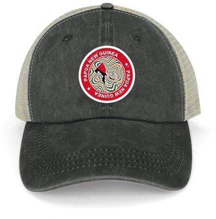 Yelolyio Outdoor Cap Herren Mesh Back Ballcap Papua Neuguinea Flagge Karte Baumwolle Caps Papua-Neuguinea Caps Baseballmützen Angelmützen Mesh Caps Outdoor Sport Caps, Schwarz , 1-5