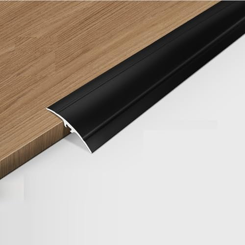Alu Anpassungssprofil,TürSchwellen Übergangs Leiste,Abschlussprofil,2 Stück,Übergangsschiene,Boden-Leiste,Höhen Ausgleich 0-15mm,Geeignet für Laminat,Teppich,Parkett & Vinyl,90cm ×5cm (Schwarz)
