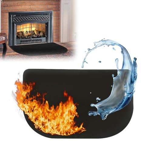 XEERUN Tapis de Cheminée Ignifuge, 50 x 80cm Tapis cheminée Anti feu, Tapis de Foyer, Tapis de Gril Résistant à la Chaleur, pour cheminées, Poêle à Bois, Intérieur Extérieur (Noir)