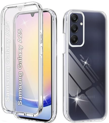 Cover per Samsung A25 5G Antiurto Custodia per Galaxy A25 5G 360 Gradi con Protezione dello Schermo Integrata Rugged Trasparente Full Body Protettivo Case Trasparente TPU Cover per Samsung A25, Clear