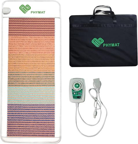 PHYMAT Far Infrared Heating Pad - Amethyst Heating Pad - Rollable Rainbow Infrared Mat - 5 Kind Natural Gemstone Crystal - Portable Hot Stone Therapy Pad (170x70cm)