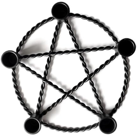 Pentagramm Gothic Ritual Metall Kerzenständer Kerzenhalter für kleine Stabkerzen
