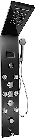 Panel de ducha LED con ducha de lluvia, juego completo de acero inoxidable para duchas relajantes en baños con cabezal de ducha y función de masaje