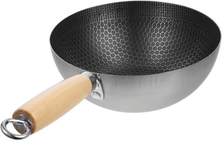 Cabilock Stainless Steel Honeycomb Wok Non-Stick Pan Lid 6-inch Small Frying Pan for Household