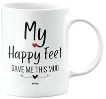 MIPOMALL My Happy Feet gave me This Mug, Husband, Boyfriend, Wife, Girlfriend, Funny, Silly, Joke, Gag, Valentines Gifts for Him or Her, Presents for Men or Women, Cup, mm- CA_308_66