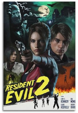 RUINOSAU Filmposter Resident Evil 2 Remake auf Leinwand, Wandkunst, Dekor für Schlafzimmer, Wohnzimmer, moderne Wanddekoration, Geschenk, 30 x 45 cm, ungerahmter Stil