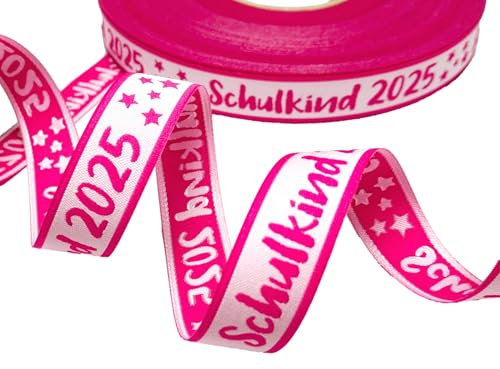 Webband Schulkind 2025 in pink | 3m lang | 1,90 EUR/m | Schultüten und Einschulungsgeschenke nähen | 17 mm breit