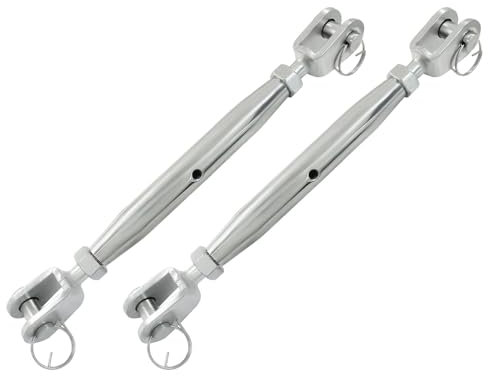 Cjueiom Tenditori in acciaio inox, 2 pezzi, ganasce M12, corpo chiuso, ganasce e ganasce, tenditori per cavi