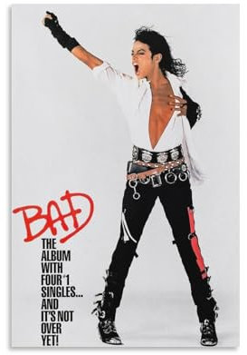 NSKDJSE Michael Jackson Bad Album Cover Poster Leinwand Poster Schlafzimmer Dekor Landschaft Büro Zimmer Dekor Geschenk 30 x 45 cm