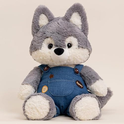Shyllin Wolf Kuscheltier, Süße Kuscheltiere Husky 35cm, Wolf Plushie, Stofftier aus Weichem Plüsch, Niedliches Plüschtier zum Kuscheln und Spielen für Jungen Mädchen Geburtstag Party Geschenke