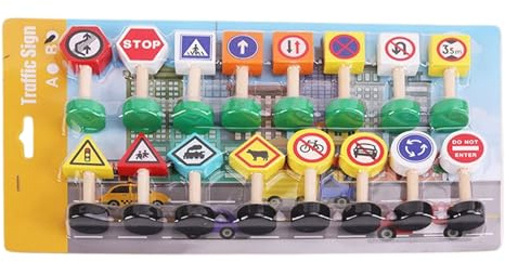 Lot de 16 panneaux de signalisation routière pour jeux - Blocs de panneaux de route pour piétons - Jeu d'apprentissage précoce