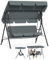YRHome Anthrazit Hollywoodschaukel 3-Sitzer mit verstellbarem Sonnendach Gartenschaukel bis 200 kg Wetterfeste Schaukelbank mit Komfortkissen & Anti-Rutsch-Füßen Für Garten, Balkon 175,5x110x152cm