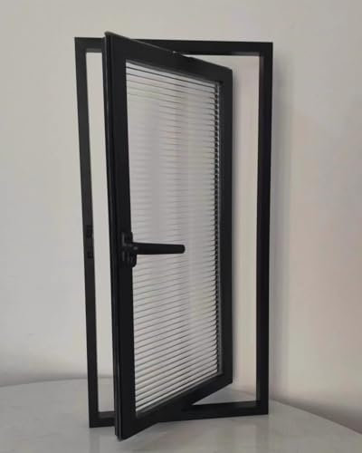 Elitix Kellerfenster Vertikales Drehfenster (30 40 76 81 86 91 96 101 cm), Bündig Montiertes Metallfenster mit Gehärtetem Glas, Dekorative Badezimmerfenster für Scheunen(Black,Wxh30x16in(76x40.5cm))