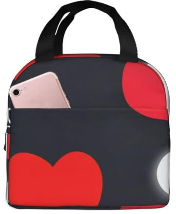 Stilvolle Lunchtasche mit Aufdruck Happy Valentine's Day, auslaufsicher, Thermo-Handtaschen, tragbare Kühltasche für Erwachsene